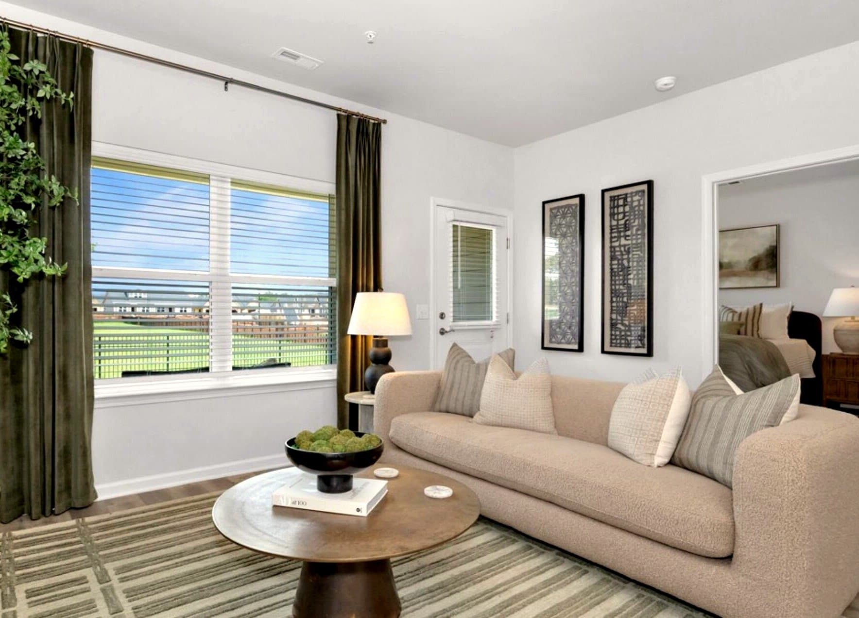Bright Maymont Homes living room representing a home ready for its security-deposit final inspection